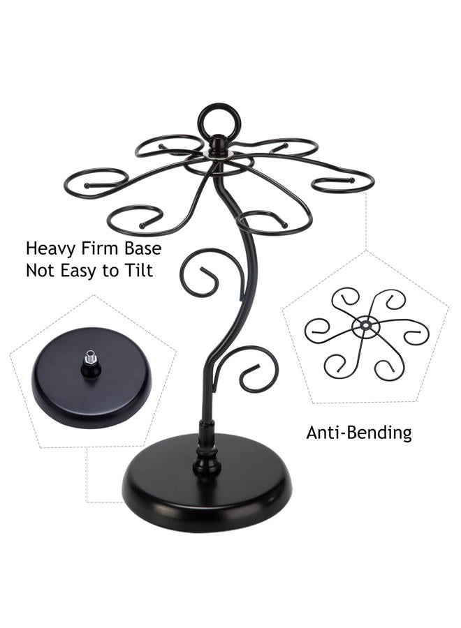 FOMANSH Countertop Wine Glass Holder - Freestanding Tabletop Stemware Storage Rack Metal Glasses Display Rack Black with 6 Hooks - Image 3