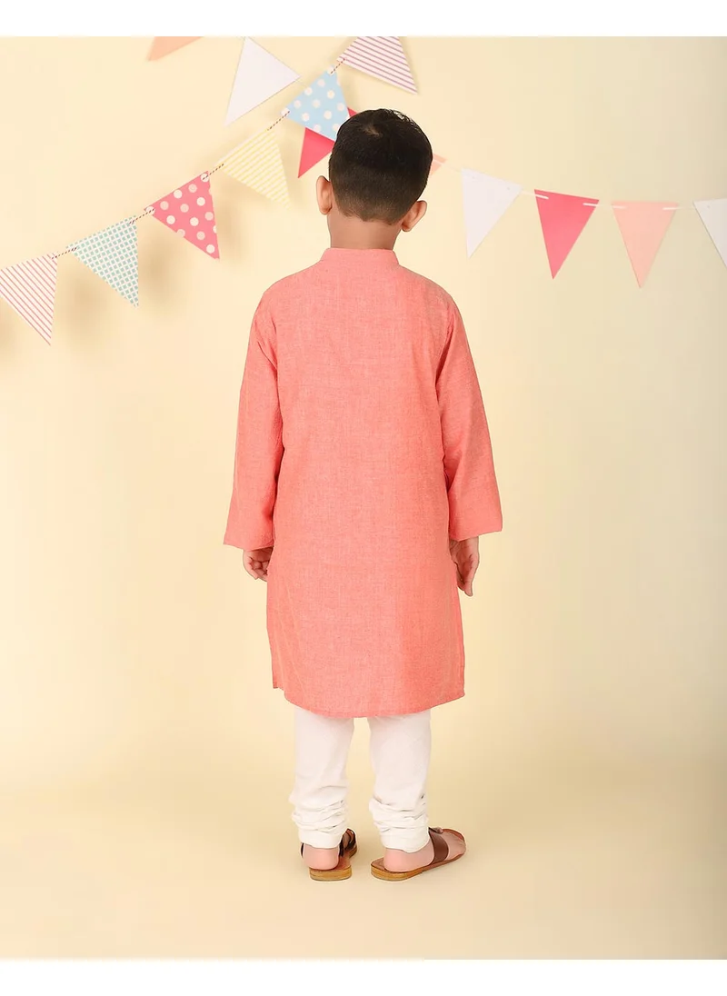 Fabindia Pink Cotton Chikankari Long Kurta