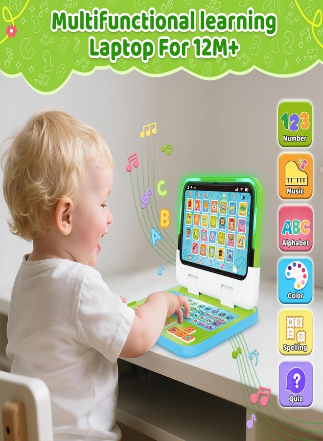 GMAOPHY Learning Toy for Kids 1 2 3 Year Old Boys Girls, Learning Laptop for Toddlers 1-3, Interactive Educational Toys with Music Sounds Lights, Christmas Birthday Gifts for Baby Kids Age 12-18 Months, Green - Image 2