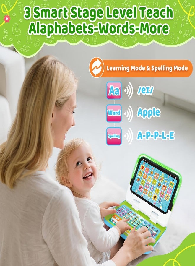 GMAOPHY Learning Toy for Kids 1 2 3 Year Old Boys Girls, Learning Laptop for Toddlers 1-3, Interactive Educational Toys with Music Sounds Lights, Christmas Birthday Gifts for Baby Kids Age 12-18 Months, Green - Image 3