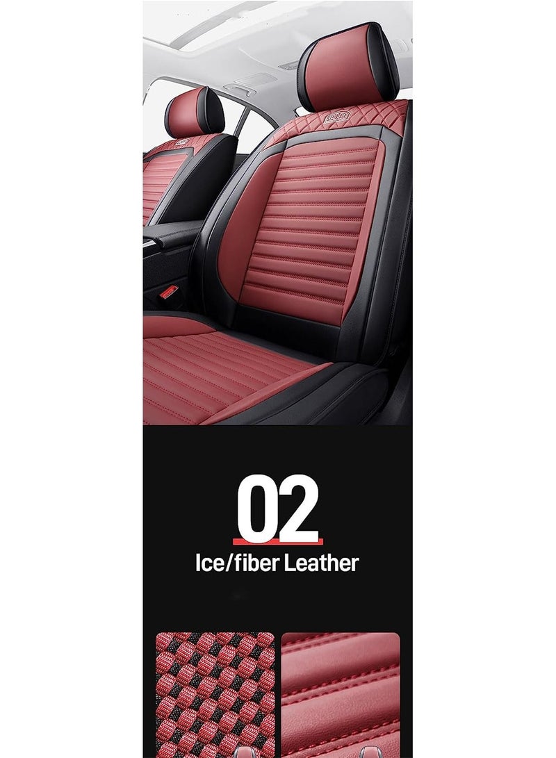 Summer Luxury PU Leather Car Seat Cover Full Set Breathable Universal Fit for 5 Seat Vehicles with Pillows