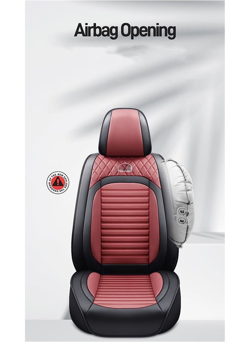 Summer Luxury PU Leather Car Seat Cover Full Set Breathable Universal Fit for 5 Seat Vehicles with Pillows