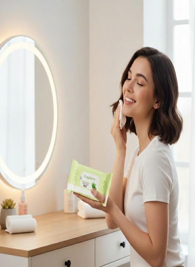 CLASIVITY Aloe Vera Wet Wipes | Gentle, Alcohol-Free | Soft & Skin-Friendly | For Face, Hands & Body - Image 5
