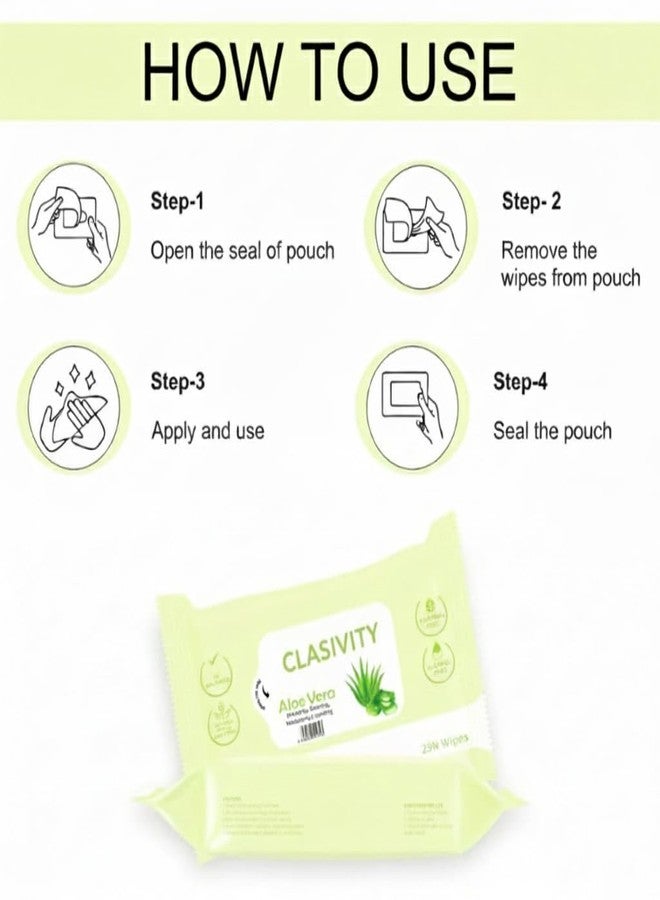 CLASIVITY Aloe Vera Wet Wipes | Gentle, Alcohol-Free | Soft & Skin-Friendly | For Face, Hands & Body - Image 2