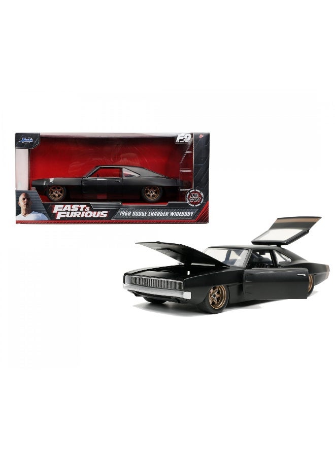 JADA سيارة دوج تشارجر وايد بودي مصنوعة من المعدن (1:24، أسود) من بينك سليب 1968 - Image 1