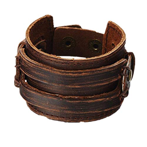 COOLLA Brown Leather Men's Cuff Bracelet - Image 1