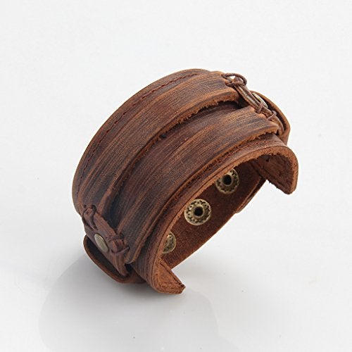 COOLLA Brown Leather Men's Cuff Bracelet - Image 2