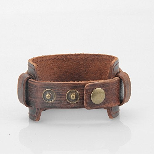 COOLLA Brown Leather Men's Cuff Bracelet - Image 3