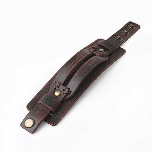 COOLLA Brown Leather Men's Cuff Bracelet - Image 4