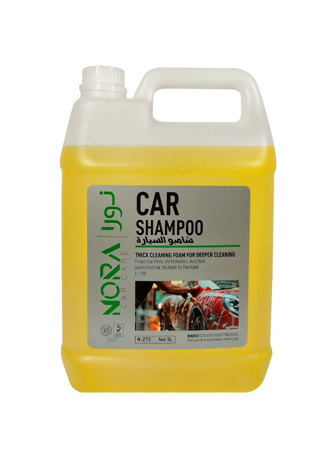 نورا شامبو مركز للسيارات 5 لتر - تركيبة رغوية كثيفة للتنظيف العميق، متوازن الحموضة وآمن على الطلاء، يزيل الأوساخ والشحوم والأكسدة، مناسب للغسيل اليدوي باستخدام الدلو، ومسدس الرغوة، والغسيل الآلي، لجميع الأسطح الخارجية للسيارات N-273 - Image 1