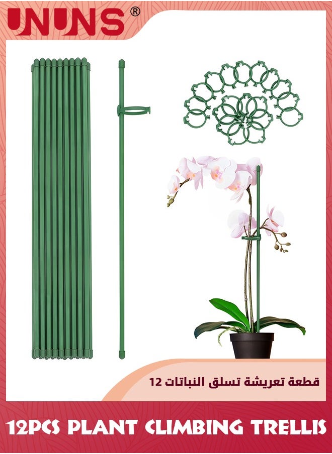 UNUNS - Plant Climbing Trellis,Plant Stakes Green Adjustable Garden Single Stem Plant Support Stakes,12Pcs Plant Support Sticks With Rings For Indoor And Outdoor Plants,Flowers,Tomatoes,12 Inches - Image 1