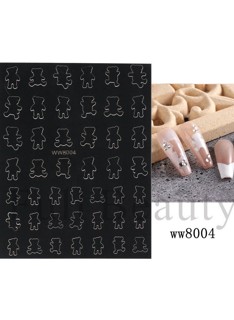 Goolsky 6 Sheets Hollow Out Nail Stencil Sticker for Nail Art Spray Paint Decals Star Butterfly Bear French Design Gel Polish Manicure Template - Image 4