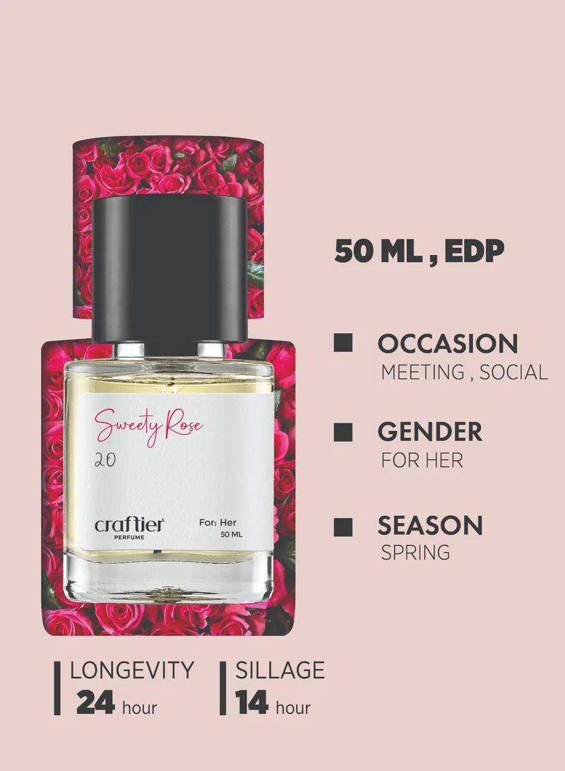 Craftier Perfume Inspired-La Nuit'Treasor SWEETY ROSE - Inspired of-LA NUIT TREASOR, Eau De Parfum for Women - 50ml, Long Lasting Sweet Fragrance Upto 24 Hrs, Travel Size Women's Perfume for Women | Best Price UAE
