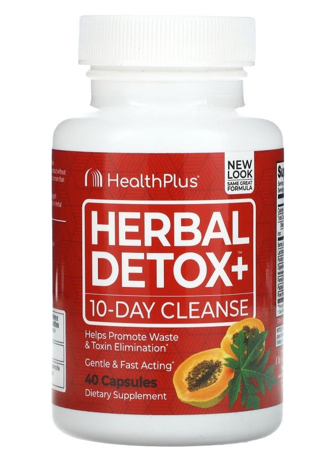 Health Plus Herbal Detox+ 10Day Cleanse 40 Capsules 