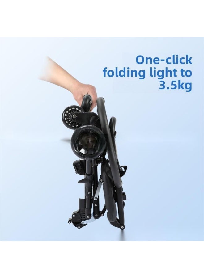ORiTi Baby Stroller Is A Walking Tool For Children, The Baby Stroller Can Be Folded With One Button And Seated In Both Directions - Pu Black  - Image 5