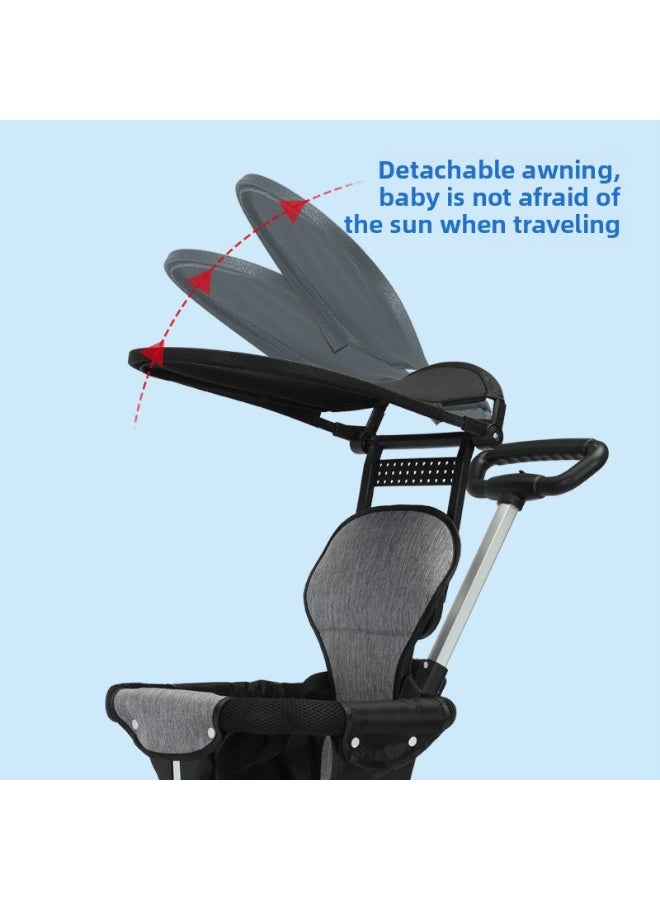 ORiTi Baby Stroller Is A Walking Tool For Children, The Baby Stroller Can Be Folded With One Button And Seated In Both Directions - Pu Black  - Image 2