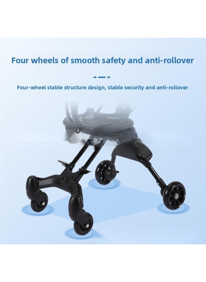 ORiTi Baby Stroller Is A Walking Tool For Children, The Baby Stroller Can Be Folded With One Button And Seated In Both Directions - Pu Black  - Image 4