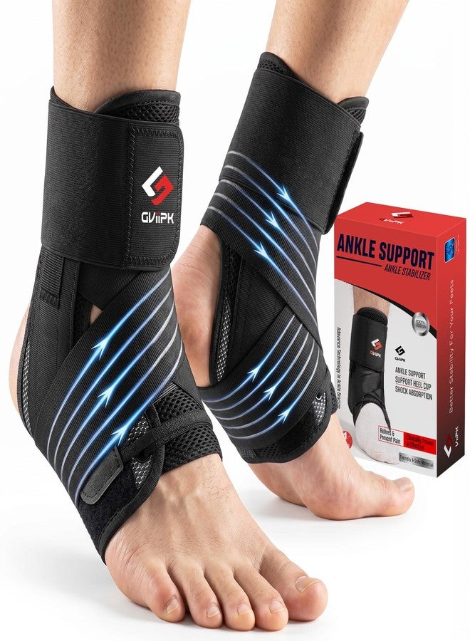 Gviipk Ankle Brace for Sprained Ankle, Quick Lace Up Ankle Brace Support Women Men, Foot Brace Ankle for Plantar Fasciitis Relief and Achilles Tendonitis Wrap, Injury Recover, Running, Sports -XXXXS - Image 1