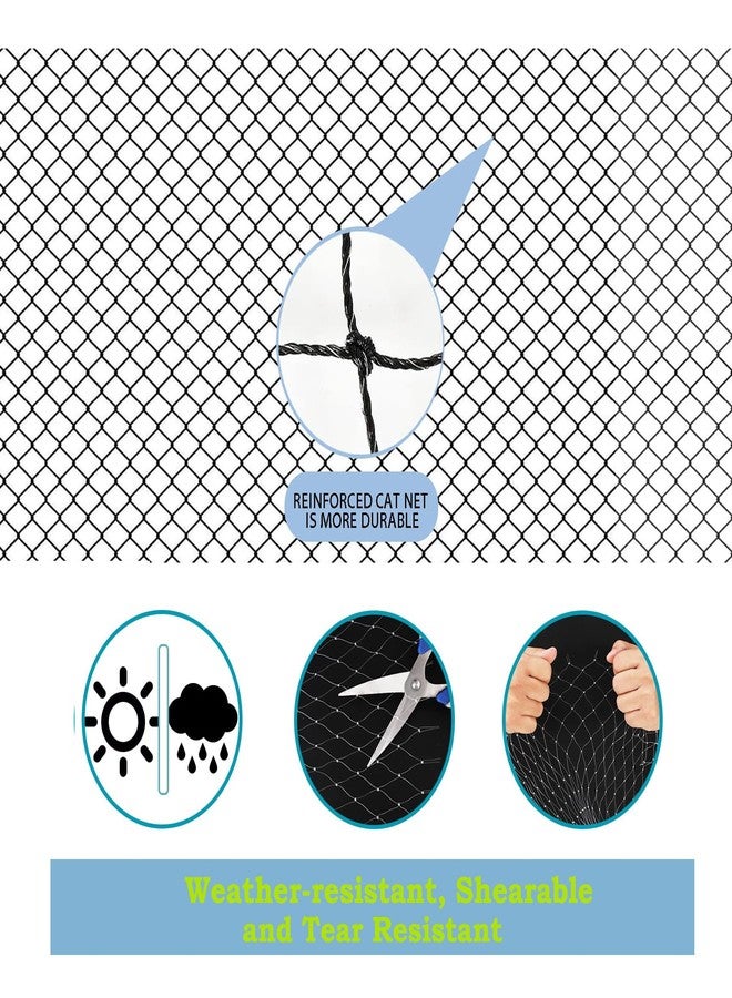 JUMXSRLE Balcony Netting for Cats, Wire-Reinforced Cat Net, Bite and Tear-Resistant, UV and Weather-Resistant, Balcony Cat Anti-Fall Netting for Pets (10x3m-black) - Image 2