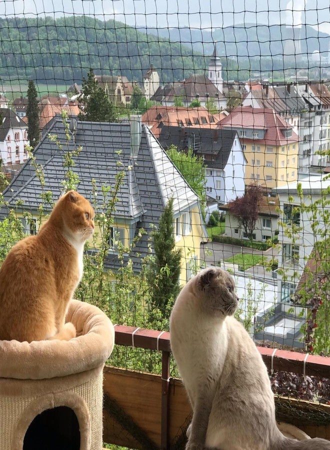JUMXSRLE Balcony Netting for Cats, Wire-Reinforced Cat Net, Bite and Tear-Resistant, UV and Weather-Resistant, Balcony Cat Anti-Fall Netting for Pets (10x3m-black) - Image 1