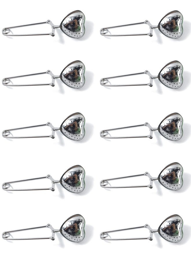 ROYHOO10PCS Stainless Steel Tea Filters Loose Leaf Tea Infuser Strainers Reusable Interval Diffuser Heart-shaped Tea Partition Spoon - Image 1