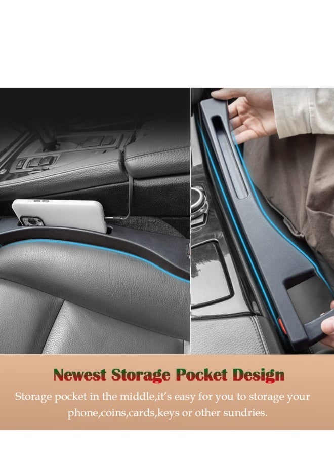 2 in 1 Car Seat Gap Organizer - Black - Universal Fit, Storage Pockets Adjust, 2 Set Car Seat Crevice Storage Box, Helps Reduce Distracted Driving & Holds Phone, Money, Cards, Keys, Remote - Image 3