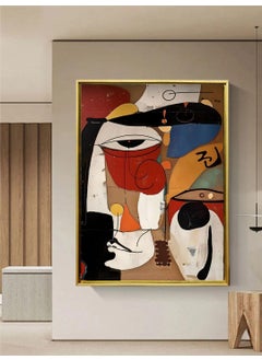Artsense Artsense African Abstract Canvas Painting 20x30 Inches 50x75 cm with Premium Golden Floating Frame Ethnic Wall Art for Home Office Decor 