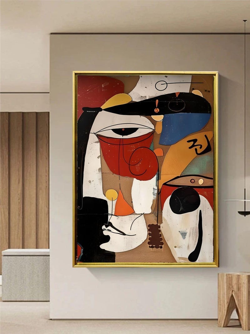 لوحة قماشية تجريدية أفريقية من آرتسينس 20x30 بوصة 50x75 سم مع إطار عائم ذهبي فاخر فن جداري عرقي لتزيين المنزل والمكتب