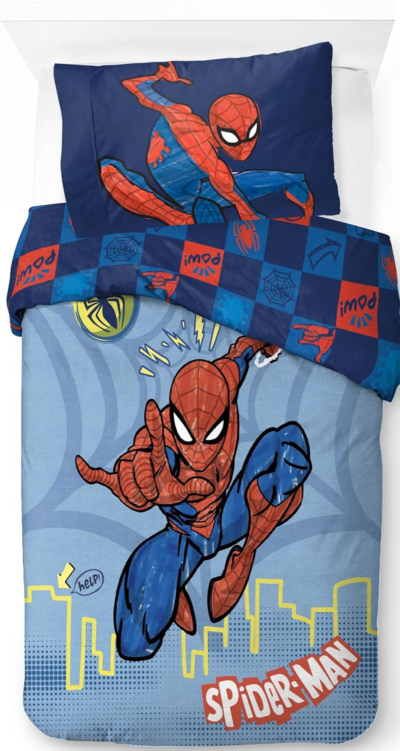 Jay Franco Marvel Spiderman Hero Power 100% Cotton Single Duvet Cover Set - Includes 50 x 70 cm Pillowcase - Image 1