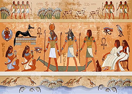 BELECO 8x6ft Fabric Egyptian Backdrop Ancient Egypt Scene Mythology Godsand Pharaohs Hieroglyphic Temple Murals Phtography Backdrop for Party Decorations Supplies Photoshoot Photo Background Props - Image 3