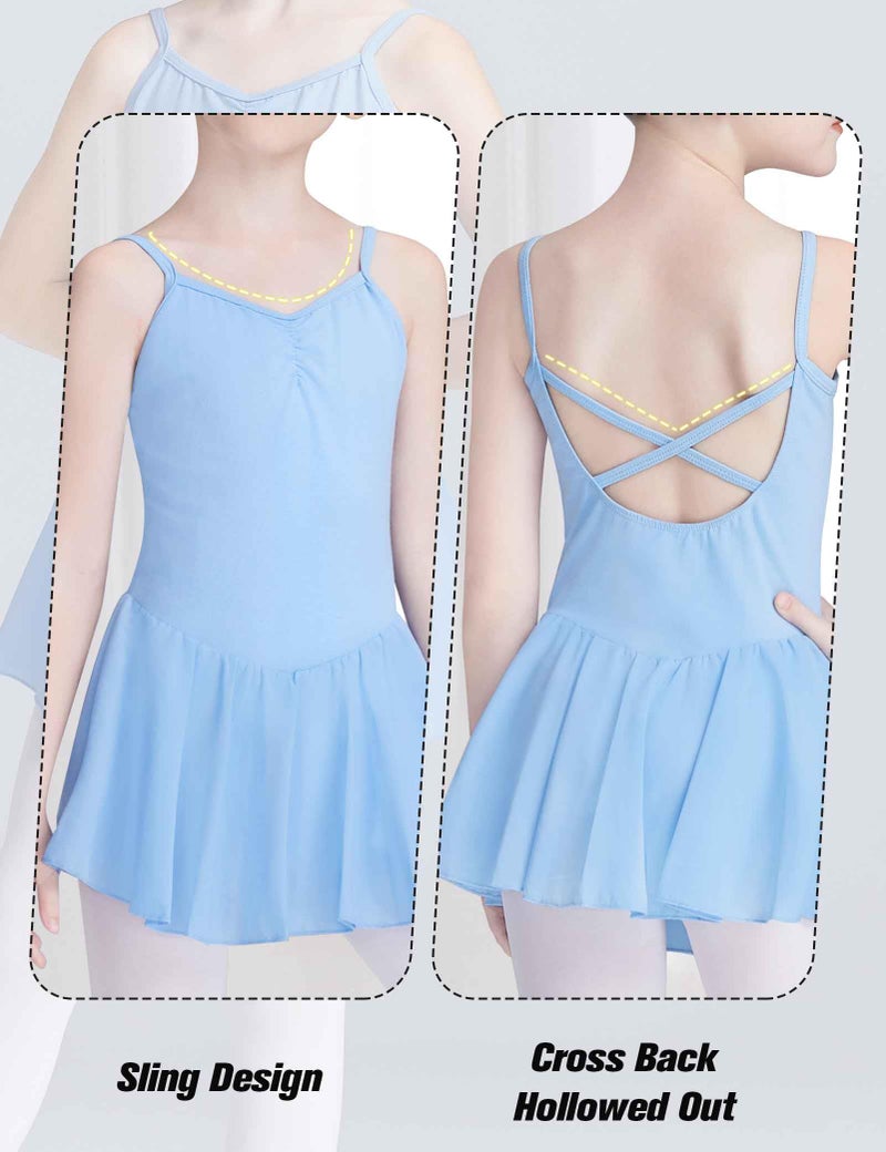 LingTing Ballet Dress for Girls Blue Ballerina Outfits Kids Camisole Gymnastic Dance Leotards with Chiffon Skirt - Image 3