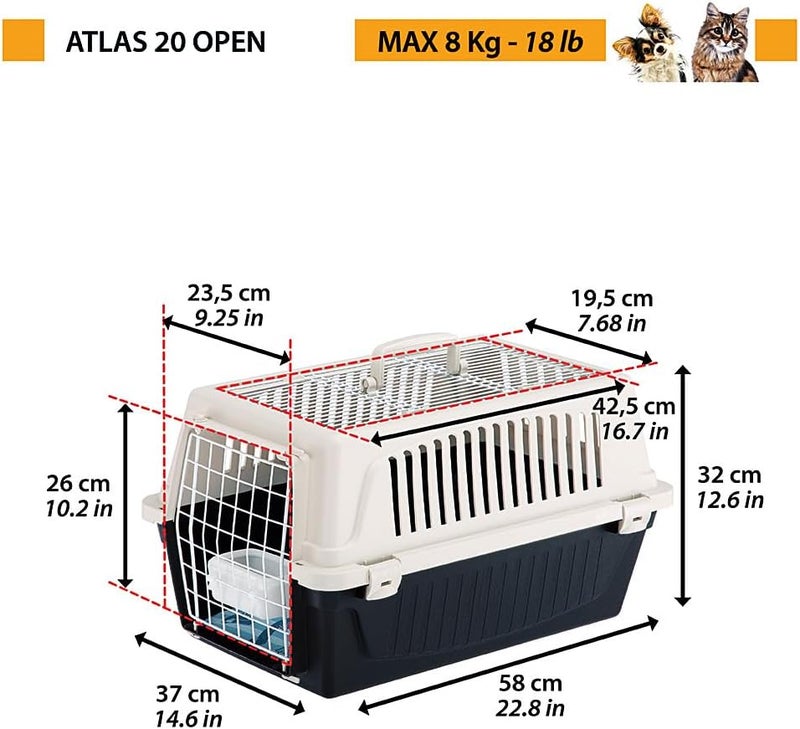 Ferplast Cat Carrier Small Dog Carrier, Double Opening, Secure, Practical, Easy to Clean, Durable Pet Travel Box up to 8 Kg, Includes Cushion, 58 x 37 x h. 32 cm - Image 2