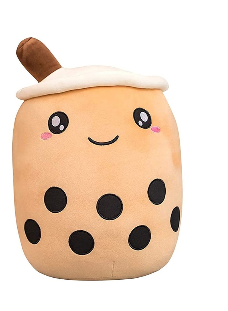 Captaintech Kids Pillow Cushion 9.4 Inch Stuffed Boba Plushie Bubble Tea Plush Pillow Cartoon Cylindrical Milk Boba Pillow, Super Soft Kawaii Hugging Cushion Realistic Plush Food Toy Gifts for Boy Girl - Image 1