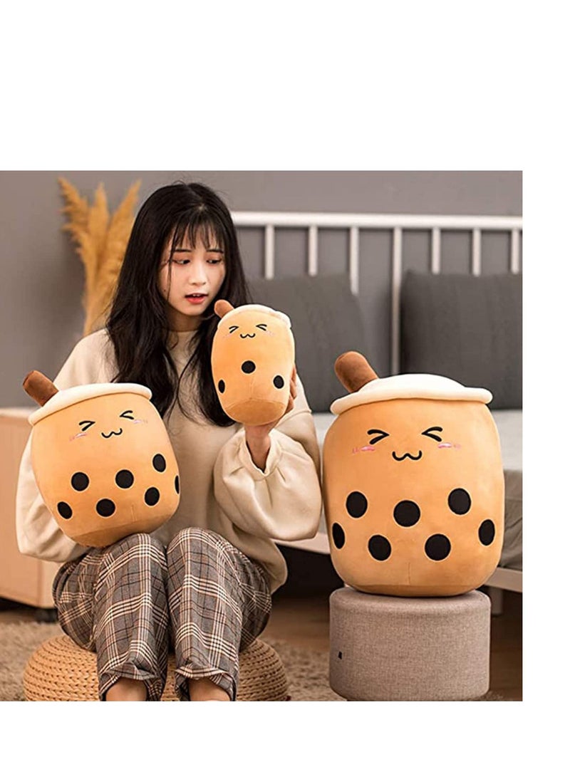 Captaintech Kids Pillow Cushion 9.4 Inch Stuffed Boba Plushie Bubble Tea Plush Pillow Cartoon Cylindrical Milk Boba Pillow, Super Soft Kawaii Hugging Cushion Realistic Plush Food Toy Gifts for Boy Girl - Image 4
