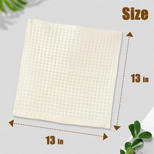 Cleanbear Wash Cloths 12 Pack Cream Washcloths Set 100 Cotton Waffle Weave Fluffy Absorbent QuickDrying Wash Cloths for Showering Face Body and More - Image 3