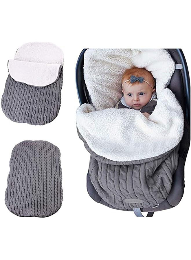erorex Newborn Baby Swaddle Blanket Thick Baby Kids Toddler Knit Soft Warm Fleece Blanket Swaddle Sleeping Bag Sleep Sack Stroller Unisex Wrap For 0 12 Month Baby Boys Girls Gray  - Image 1