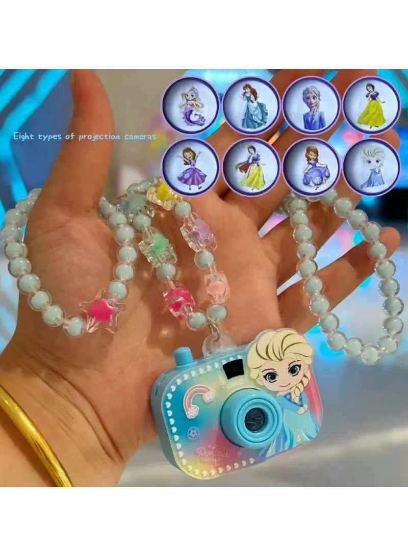 Children's Necklace Girls Cartoon Beaded Bracelet Jewelry Suit Girls Projection Camera Toy Jewelry-Color:Princess Projection Camera Necklace - Image 1