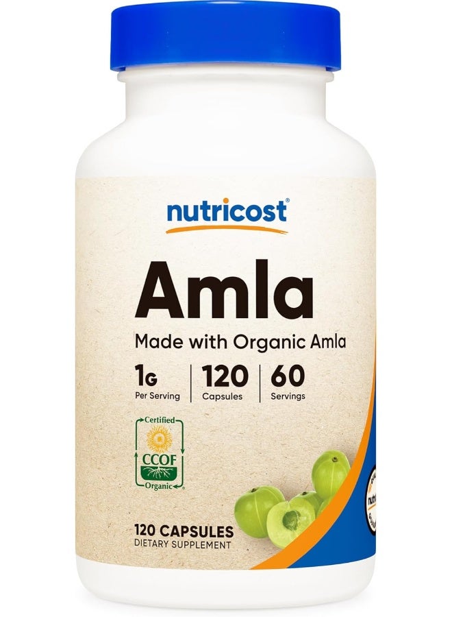 Nutricost Organic AMLA Capsules 1000mg, 60 Servings - Certified CCOF Organic, Vegan, Gluten Free, 500mg Per Capsule, 120 Capsules - Image 1
