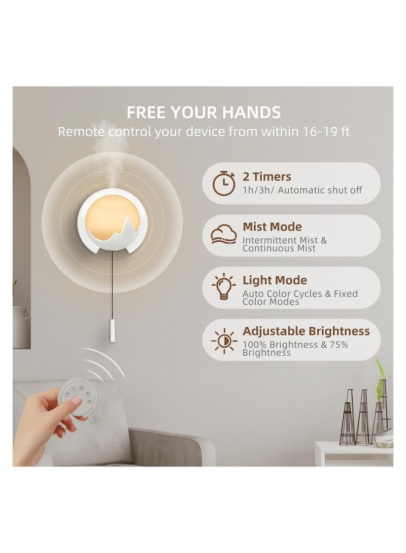 SYOSI Wall Mounted Night Light, Humidifiable Night Light RGB Color Changing Bedside Lamp with Remote Control, Ultrasonic Humidifier Aromatherapy Diffuser, Indoor Plug in Wall Light for Home, Bedroom - Image 5