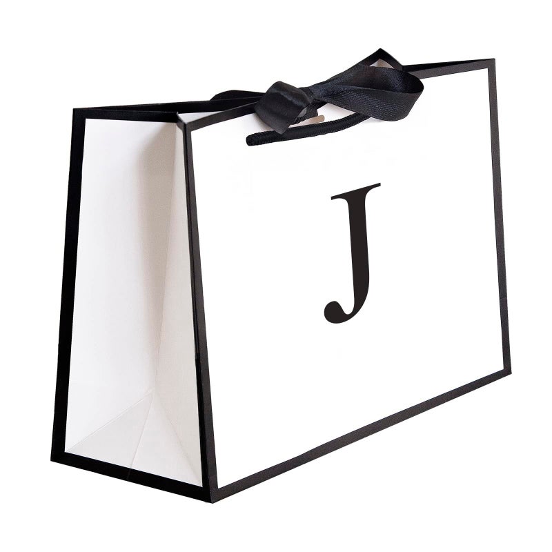 QLSKO Initial Gift Bag with Bow Ribbon Personalized Horizontal Paper Bag Monogrammed Birthday Gifts for Women Men JSmall - Image 3