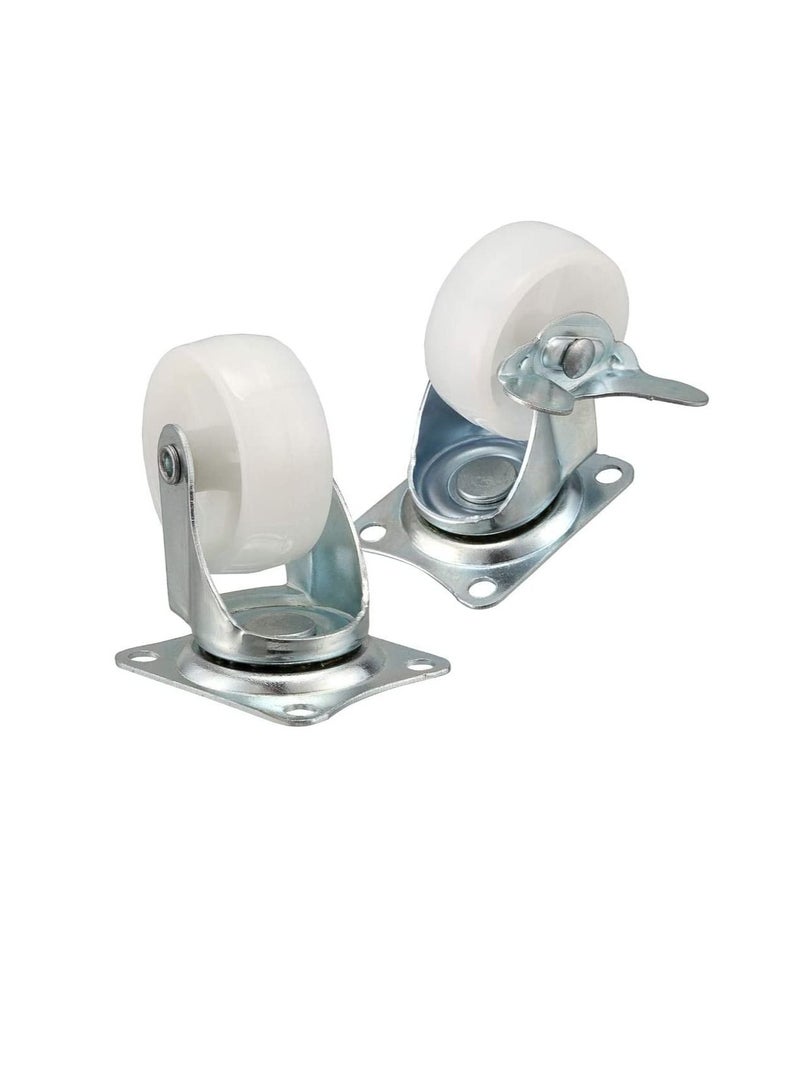 PP PP Nylon Dual Roller Bearing Universal Swivel 2in 50mm Castor Wheel For Platform Trolley Chair (White,4 Pieces,25kg) - Image 1