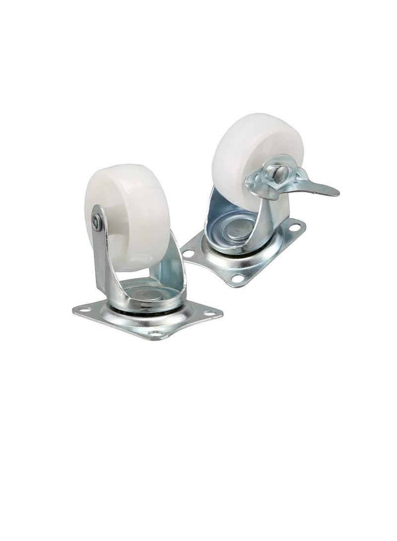 PP PP Nylon Dual Roller Bearing Universal Swivel 2in 50mm Castor Wheel For Platform Trolley Chair (White,4 Pieces,25kg) - Image 2