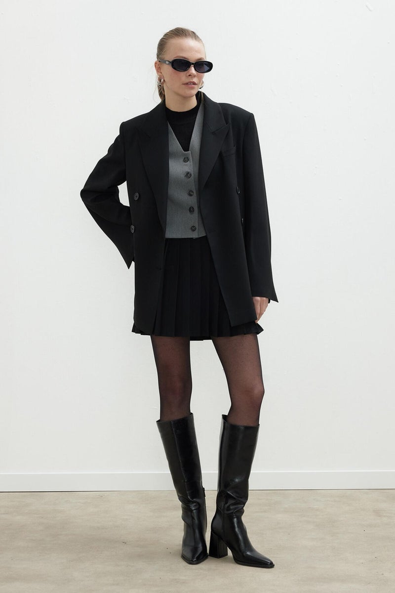 Manuka Oversize Double Breasted Blazer Jacket Black  - Image 4
