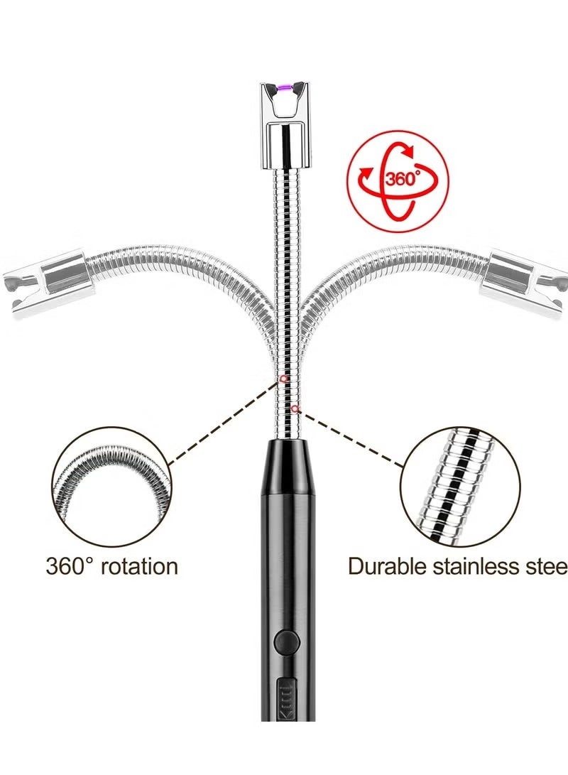 ولاعة كهربائية بتصميم قوس طويلة مقاومة للرياح وقابلة لاعادة الشحن بمنفذ USB، ولاعة شموع مقاومة للرياح بدون لهب، ولاعة بلازما، هدية ليلة رأس السنة للمطبخ والشموع وبوتاجاز الغاز والالعاب النارية، (JL801-1) - Image 4