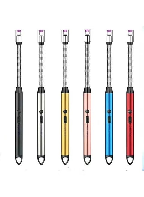 USB Rechargeable Windproof Long Arc Electric Lighter Windproof Flameless Candle Lighter Plasma Lighter New Year's Eve Gift for Kitchen Candle Gas Stove Fireworks, (JL801-1)