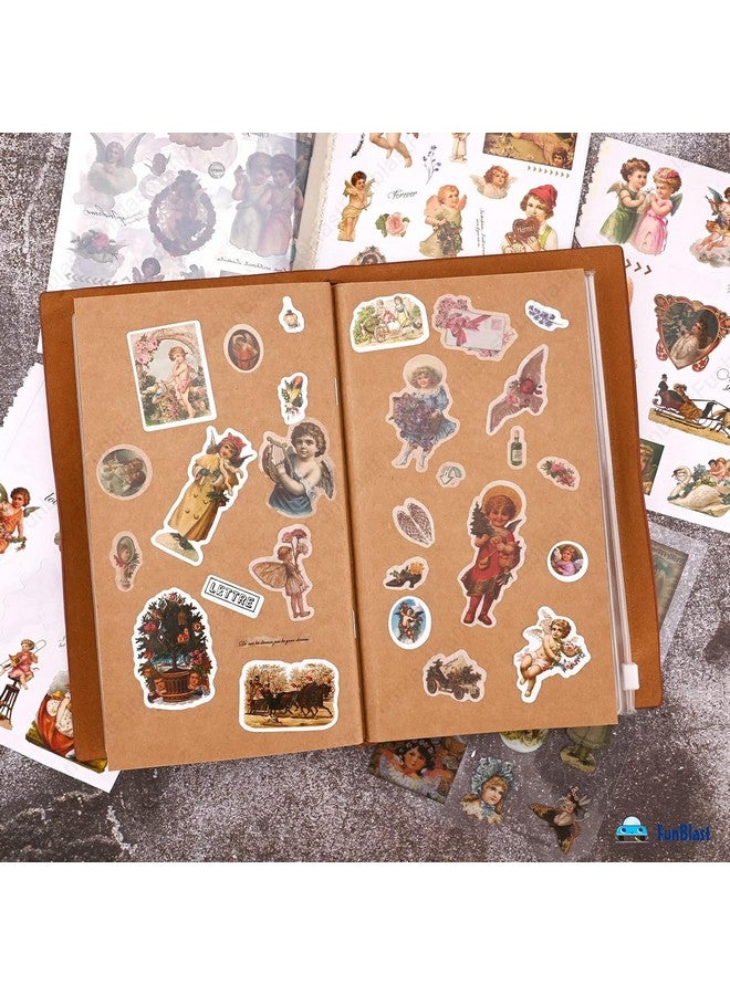 FunBlast Sticker Book Set - 20 Sheets/300+ Aesthetic Stickers, Angle Memory Booklet, Retro Decorative Stickers for Scrapbook, Stickers for Project, Japanese Style Stickers, Journals, Scrapbooking (B) - Image 5