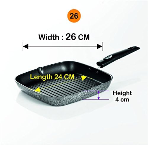 Shree VINAYAK Traders Non-Stick Grill Pan with Granite Coating, Square Shape, Ridged Bottom, Black Handle  - Image 5