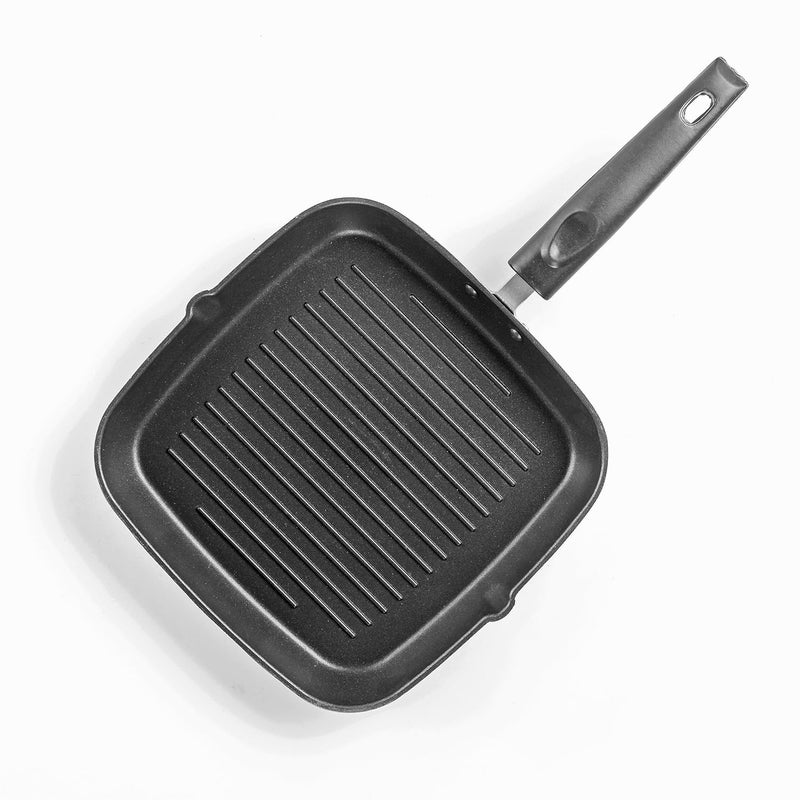 Shree VINAYAK Traders Non-Stick Grill Pan with Granite Coating, Square Shape, Ridged Bottom, Black Handle  - Image 4