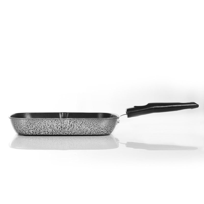 Shree VINAYAK Traders Non-Stick Grill Pan with Granite Coating, Square Shape, Ridged Bottom, Black Handle  - Image 2