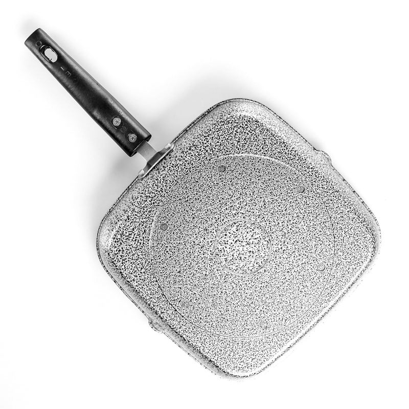 Shree VINAYAK Traders Non-Stick Grill Pan with Granite Coating, Square Shape, Ridged Bottom, Black Handle  - Image 3